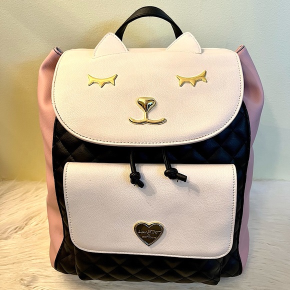 Betsey Johnson Handbags - Betsey Johnson Luv Betsey Pink & Black Kitty Backpack